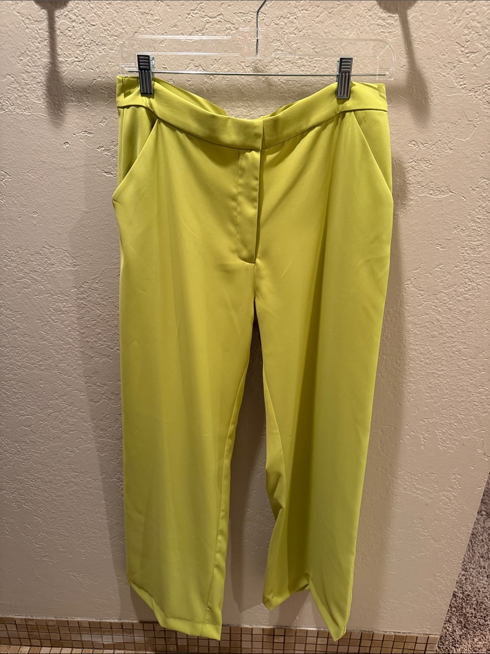 naked wardrobe Chartreuse High-Rise Straight Leg Pants